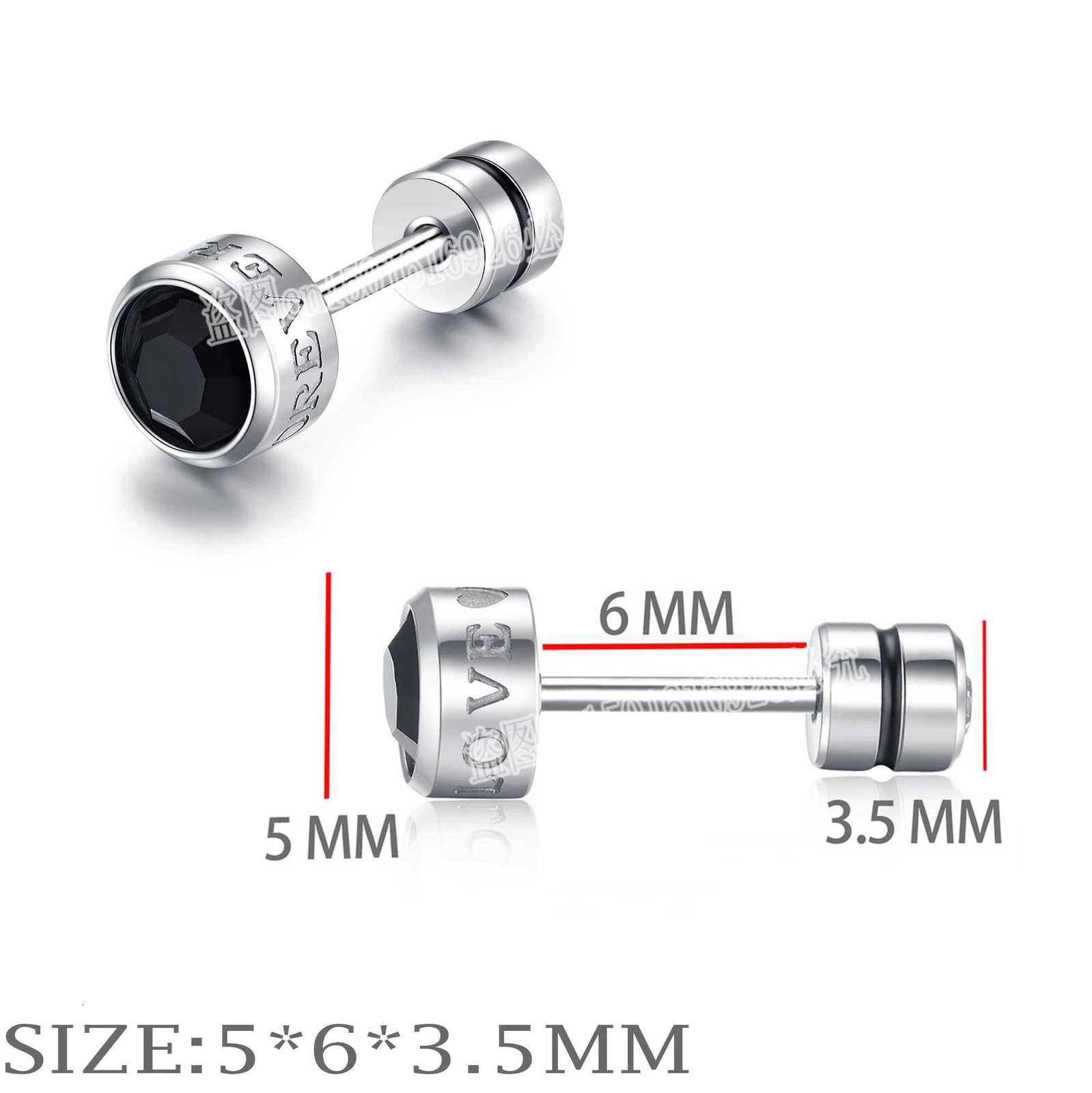 Unisex New Stainless Steel Corroded Letters LOVE Black Earrings For Men Women Crystal Screw Titanium Alloy Ear Studs Jewelry XJ250718