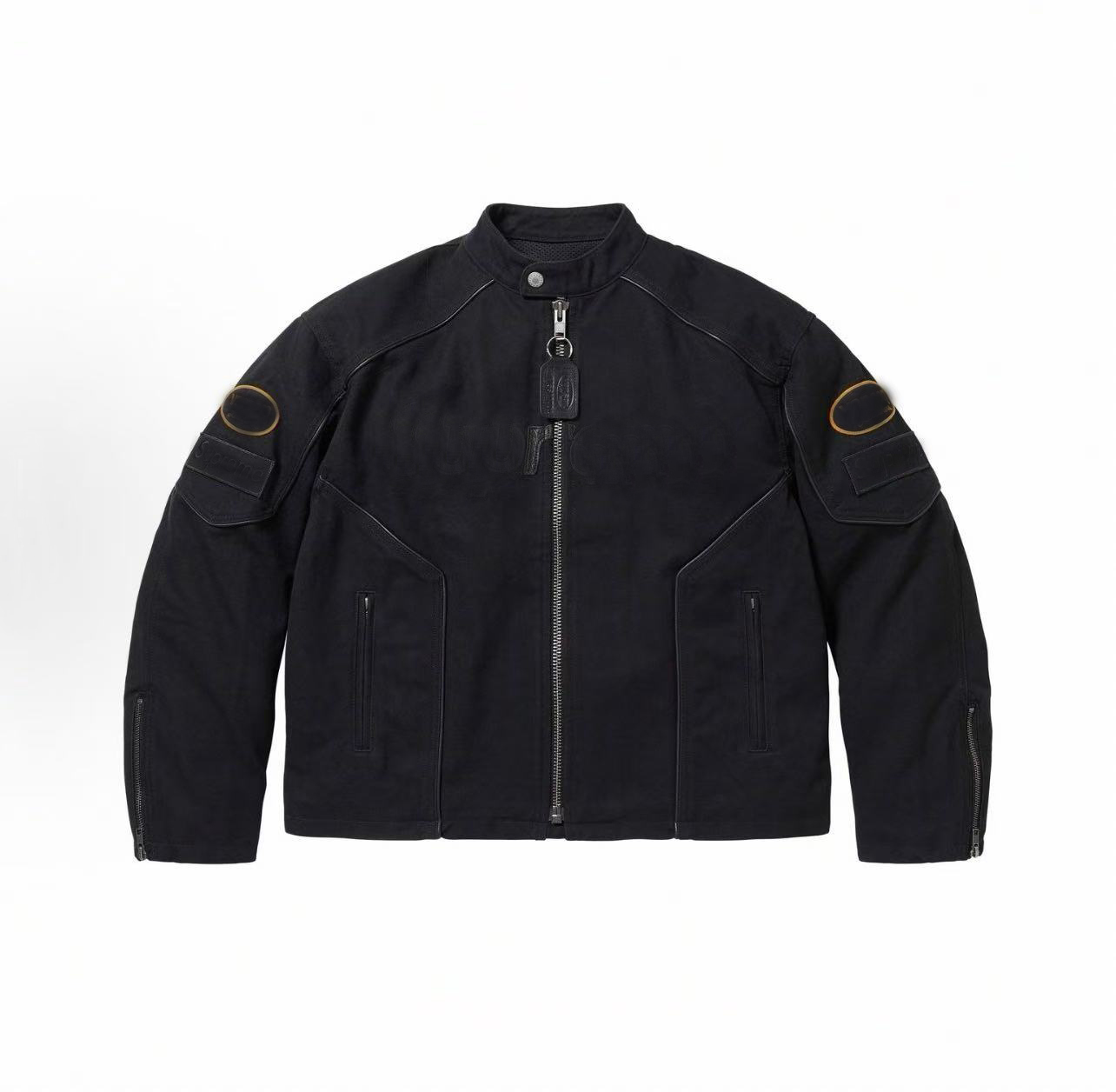 WEEK13 Cotton Jacket Leather patchwork zipper stitching jacket men women Embroidery Casual Coat