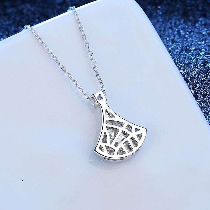 S Pure Sier Pendant Internet Celebrity Korean Style Small Dress Fan-shaped Collarbone Chain Women, Moissanite Necklace for Women b52