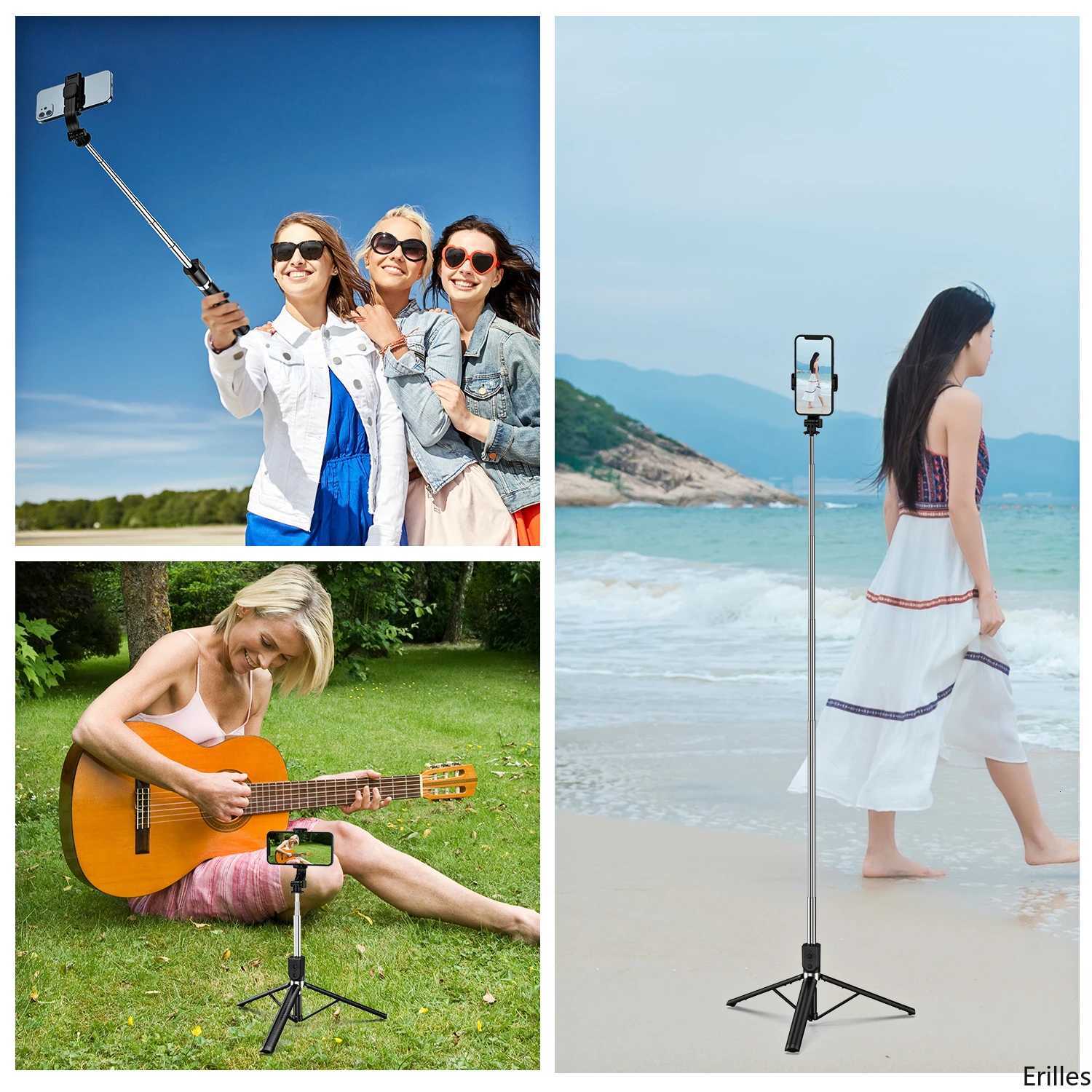 1.67M Long Extended Bluetooth Wireless Selfie Stick Live Broadcast Stand Holder Tripod Foldable With Fill Light For Smartphones X250719