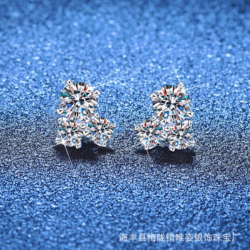 D Color Moissanite S Sterling Sier Stud Exquisite Korean Style Irregular Earrings for Women c2f