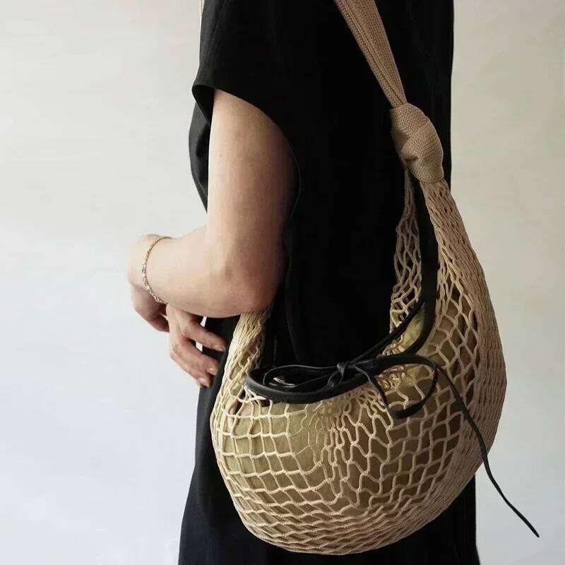 Designer Luxury Women's Summer Lucky Croissant Filter 2025 New Brand Fashion Handbag Woven Mesh Shoulder Messenger Bag