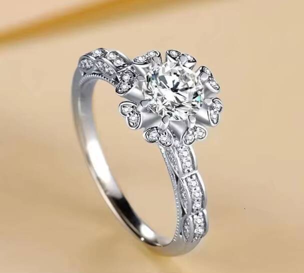 American Factory Wholesale D-Color Moissanite Diamond Ring for Women Dazzling Platinum Setting for Wedding Proposals Love Bridal