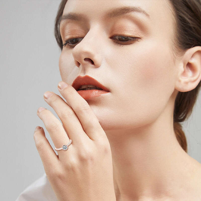 TikTok Internet Celebrity Style Pure Silver Bubble for Women, Niche Plated Rose Gold Moissanite Ring