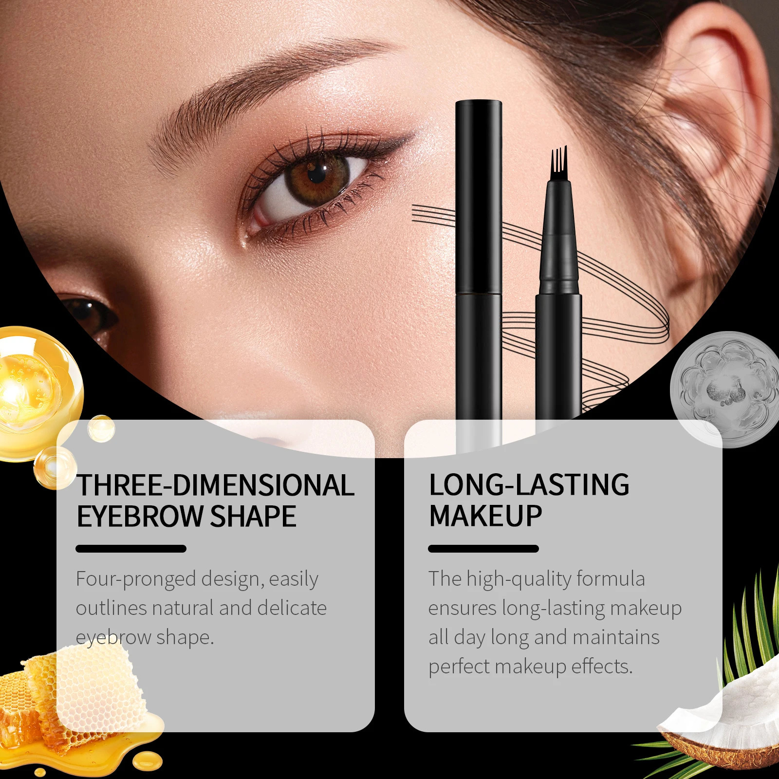 EELHOPE 4 Forks Eyebrow Pencil Long Lasting Eye Makeup Waterproof Sweatproof Natural Brown Black Beauty Makeup Eye Brow Pen 250712