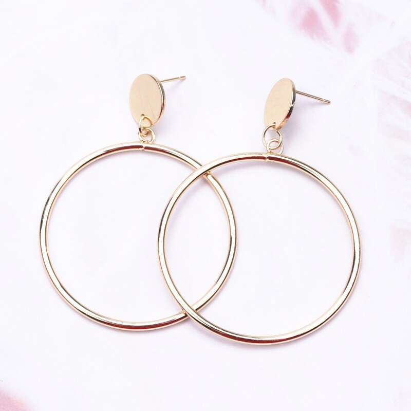 Creative Simple Round Disc New Large Circle Long Trendy Earrings for Women
