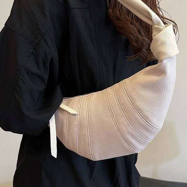 2025 Genuine Leather Croissant Hobo Bag, Women's Crossbody Purse, Vintage Textured Shoulder Tote for Daily Outfits Travel