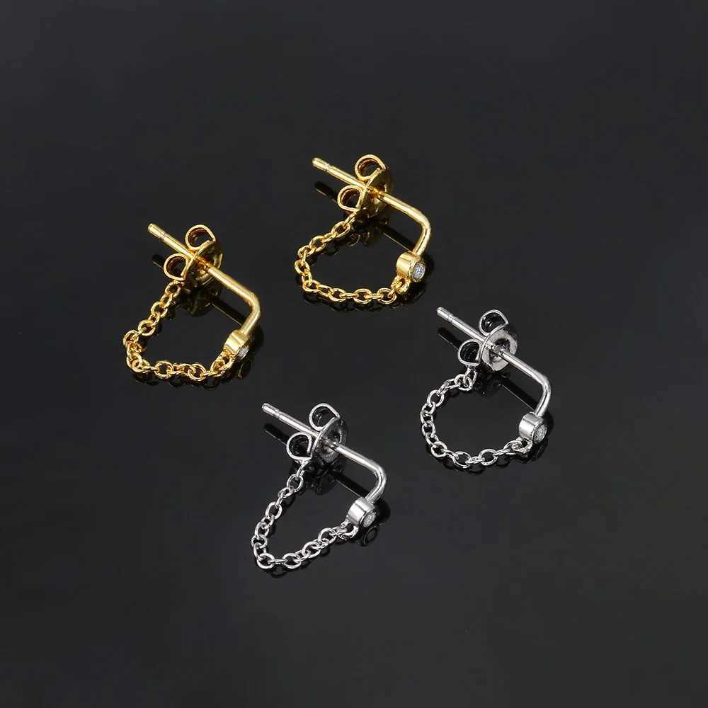 Ear Lobe Helix Hoop Chain Piercing Earrings Zircon Gold Color Tragus Rook Ear Cartilage Accessories Women Jewelry Gift Wholesale XJ250718