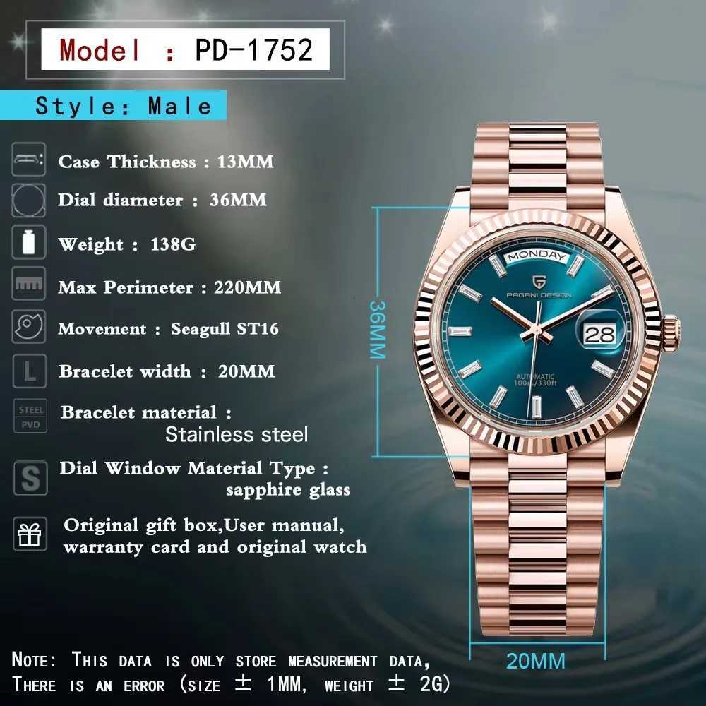 36 Mens Watches Rose Gold Luxury Automatic Watch For Men Mechanical Wristwatches Sapphire Mirror Clock Gift Man W250718