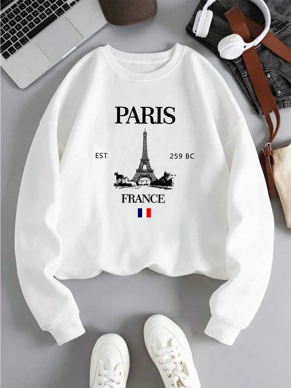 Fashion Womens Hoodie Paris France Eiffel Tower Sweatshirt Warm Fleece Comfortable Pullovers Autumn Female Streetwear Z250719