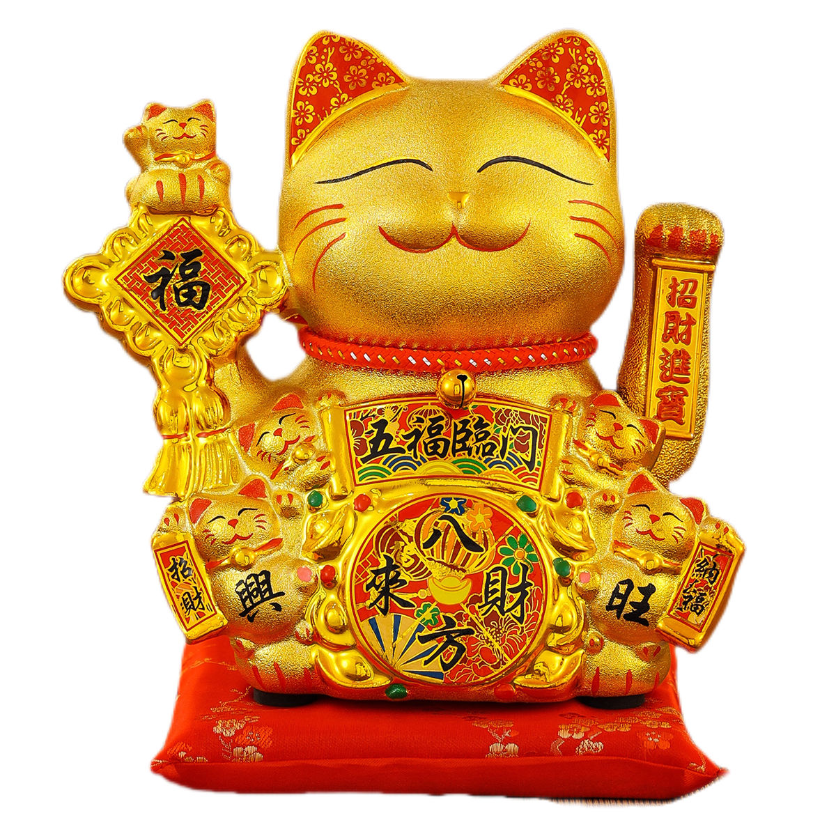 Handcrafted Gold Plate Ceramic Figurine of Fortune Feline - Perfect Ornamentation for Living Spaces