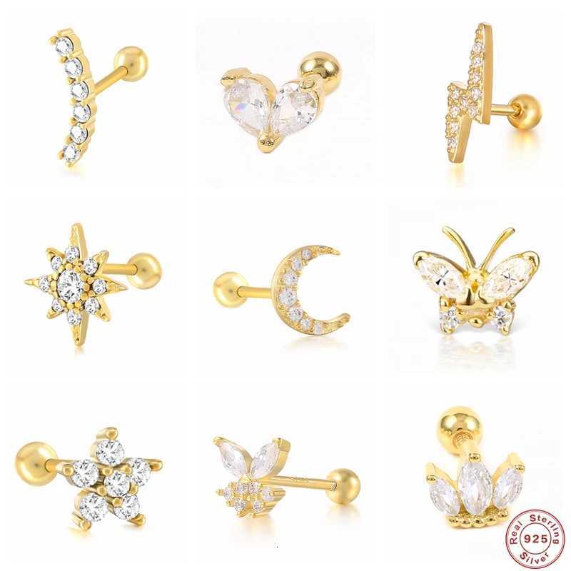 925 Sterling Silver Dainty Piercing Ear Lobe Stud Earring for Women Helix Rook Conch Tragus Flat Earring Sexy Jewelry 1pc XJ250718