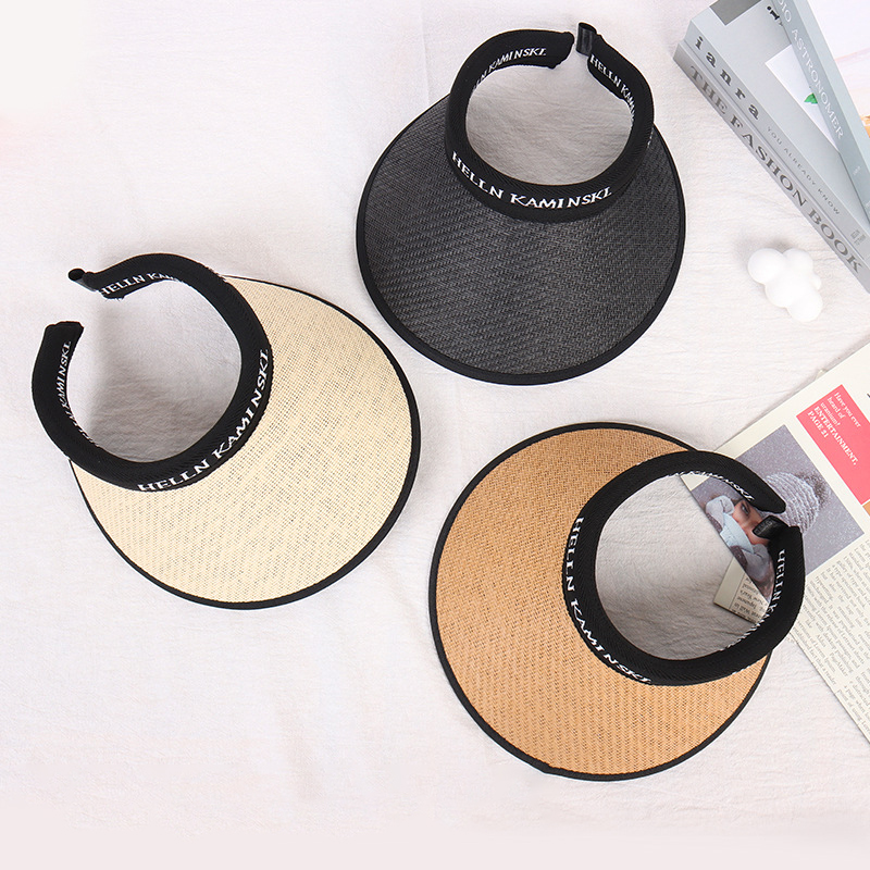 Summer travel folding beach hat versatile empty top hat cycling sports sunshade straw hat no top sun hat wholesale