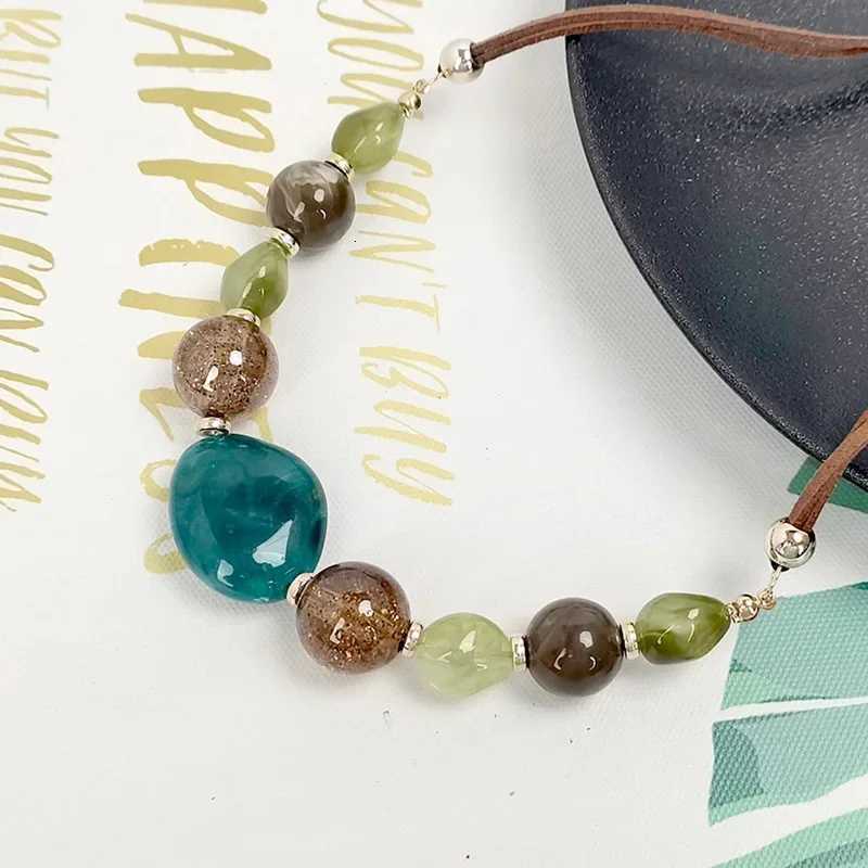 Vintage Beaded Necklace with Acrylic Pendants Wen Stylish Rope Chain Statement Necklace for Daily Wear Commuting Gifts W250718