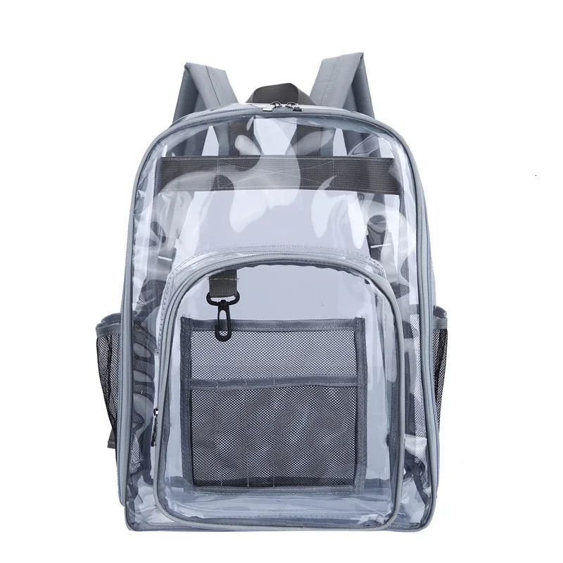Large Heavy Duty Clear Backpack Transparent PVC School Stadium Tracel Multifunctional Waterproof Knapsack 250714
