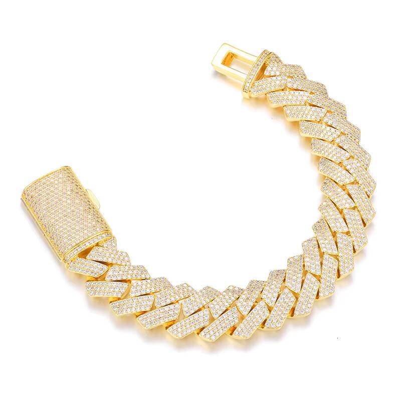 Womens 18K Gold Plated Cuban Chain with Zircon Stones Elegant Copper Jewelry In-Stock Fashion