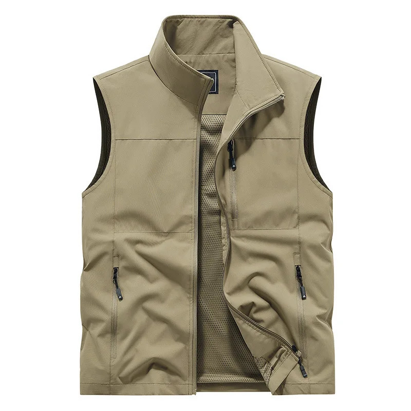 Summer Men Outdoor Cargo Vests Thin Mesh Breathable Waistcoats Climbing Sleeveless Jackets Male Sportswear Casual 6XL 250707