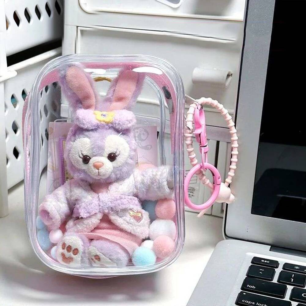 10cm Transparent Plush Dolls Mystery Keychain PVC Thicken Storage Pouch Organizer Box Doll Toy Bag Wallet