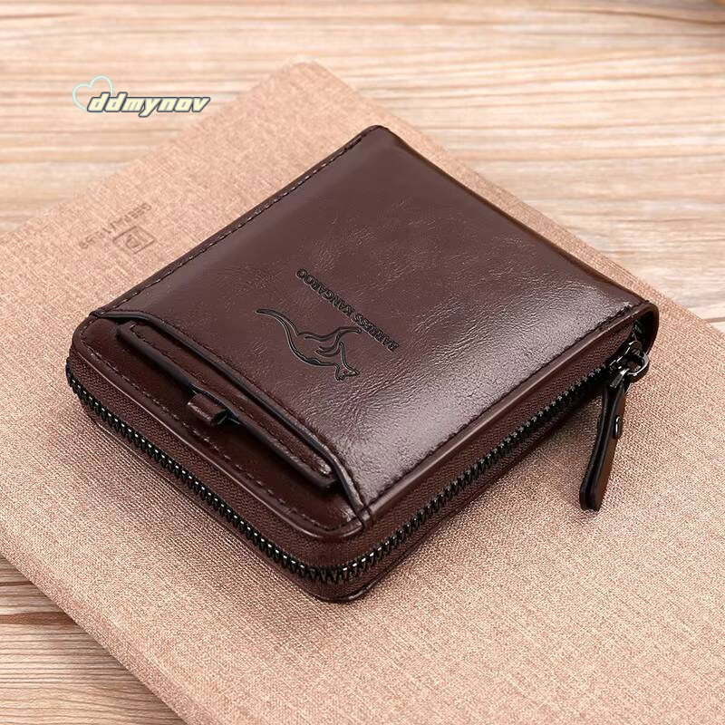 Leather Wallet for Men Fashion Cardholder Luxury Designer Purse with Zipper Card Holder Short Money Bag Man Gift Mens ddmynov