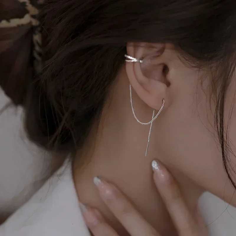 1PC Silver Color Crystal Tassel Cuff Ear Clip Earring for Women Shiny Rhinestone Chain Fake Cartilage Piercing Jewelry FashionXJ250718