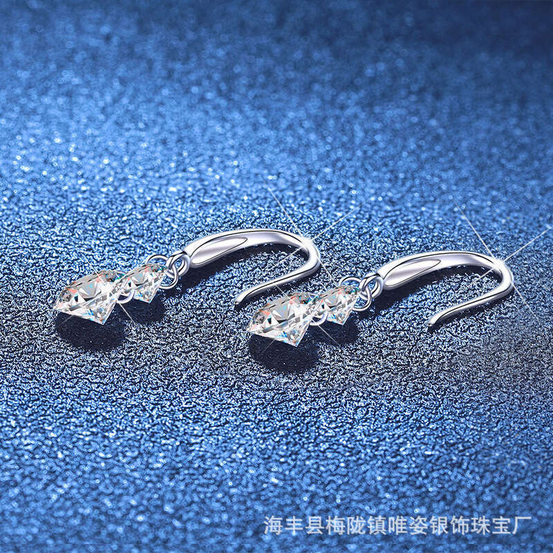 3 Carat Moissanite S Sterling Sier Stud French Tassel Fashion Light Earrings fad