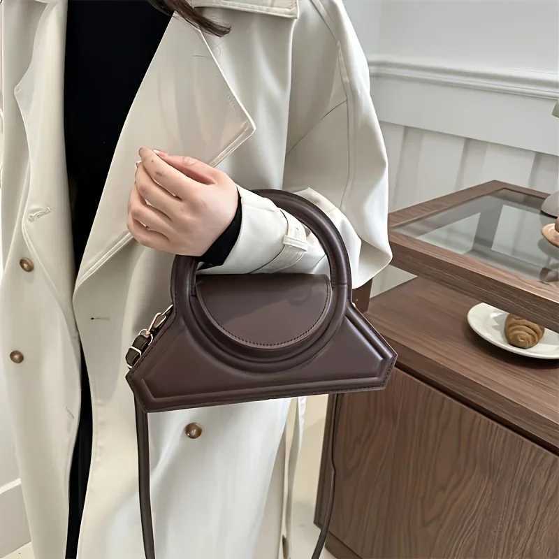 Solid Color PU Leather Elegant Tote Bag Versatile; Vintage Small Square Bag Stylish Shoulder Crossbody Bag for Work Occasions Y250718