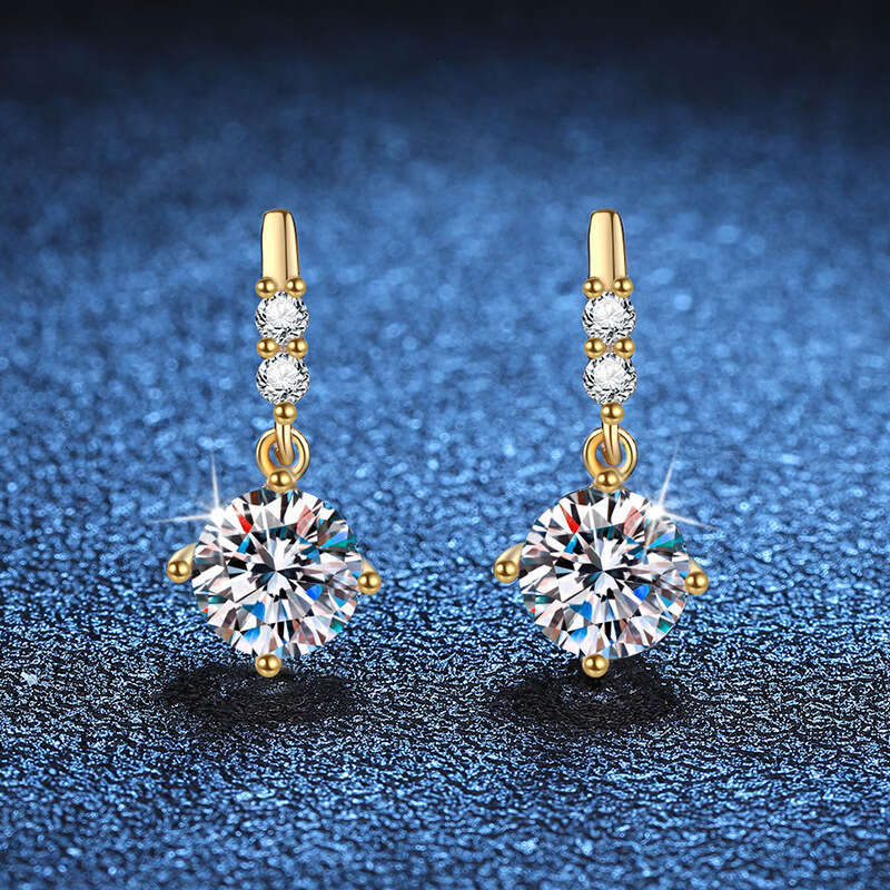 1 Carat Moissanite Sterling Sier Exquisite Tassel Dynamic High-end Earrings for Women d2b