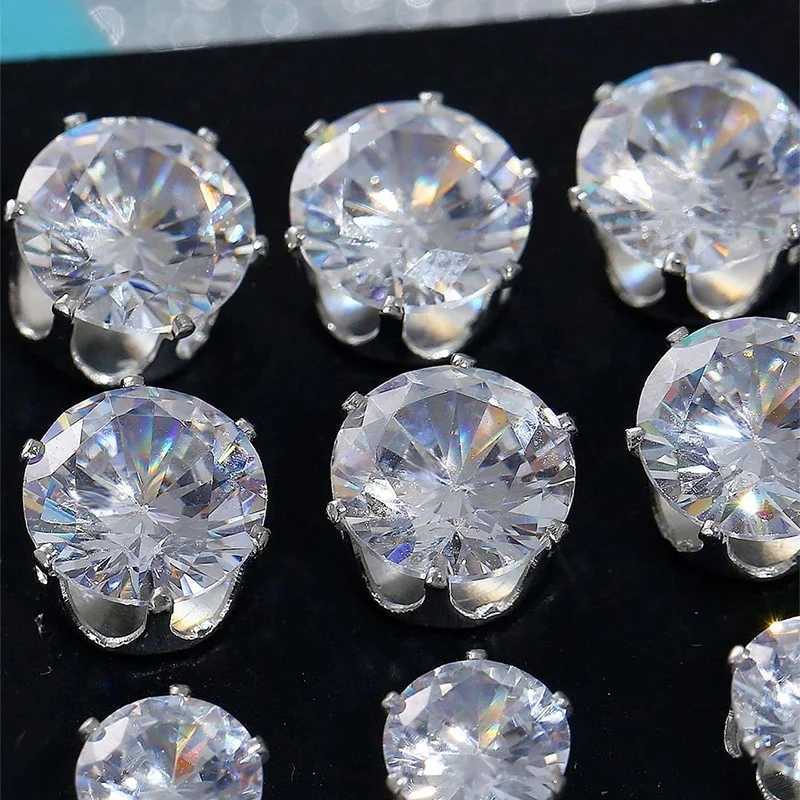 12 Pairs/Pack White Shiny Wedding Stud Earrings Set for Women Men Crystal Earrings Jewelry Accessories Gifts XJ250718