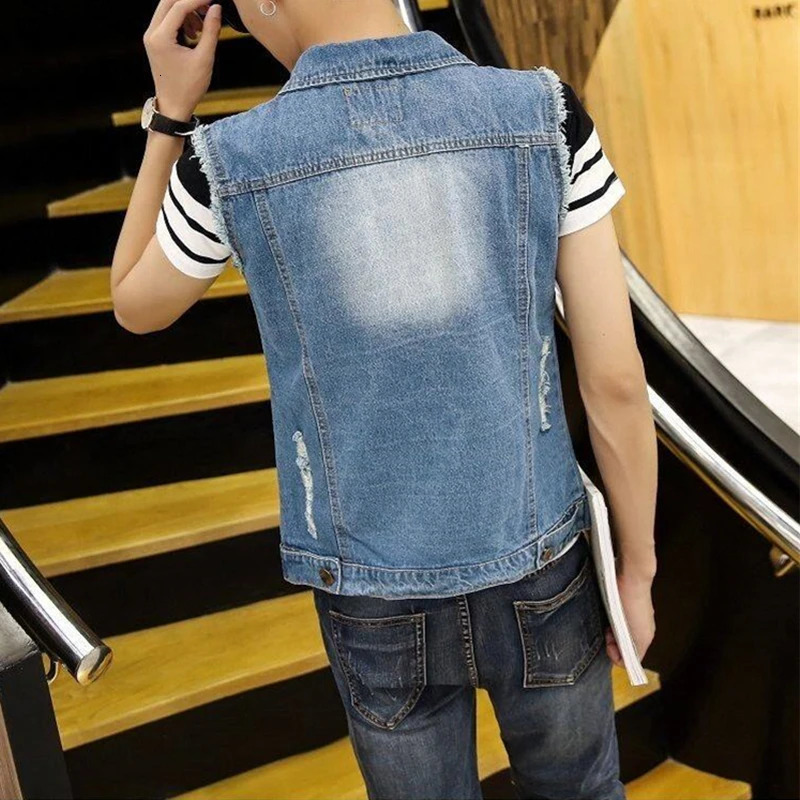 Spring and summer denim vest mens slimming threecolor leisure jacket 250707