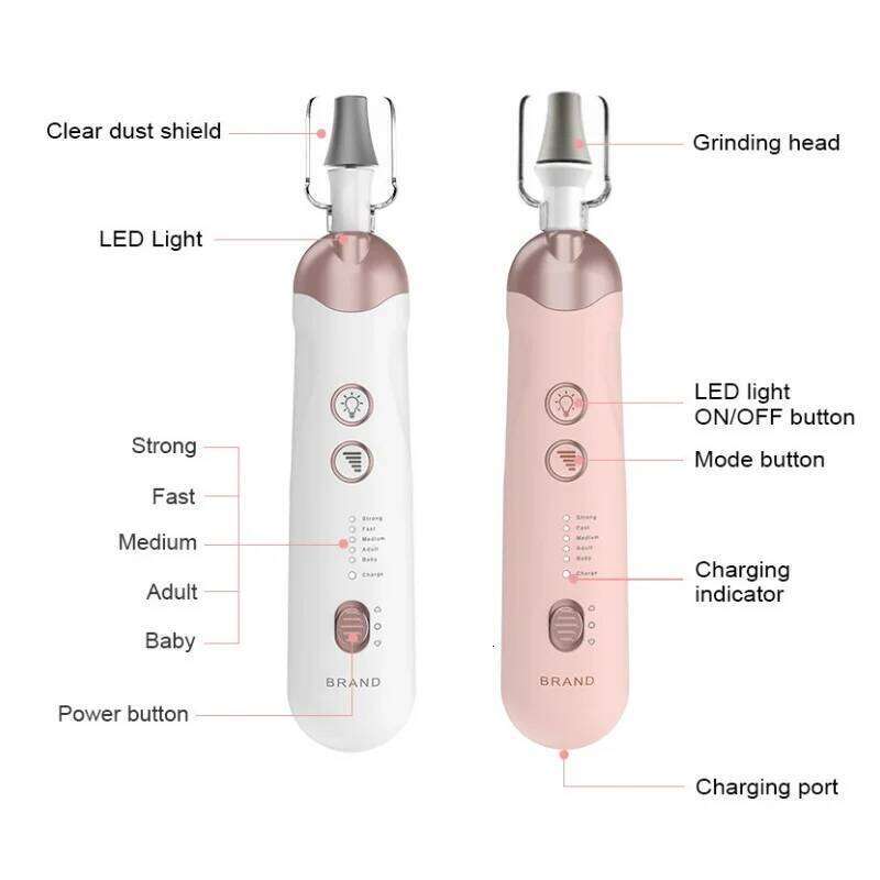 Professional Portable Electric Nail File Set 5 Speeds Hand Foot Care Tool for Calluses Thick Nails Grind Trim Polish Cuticle