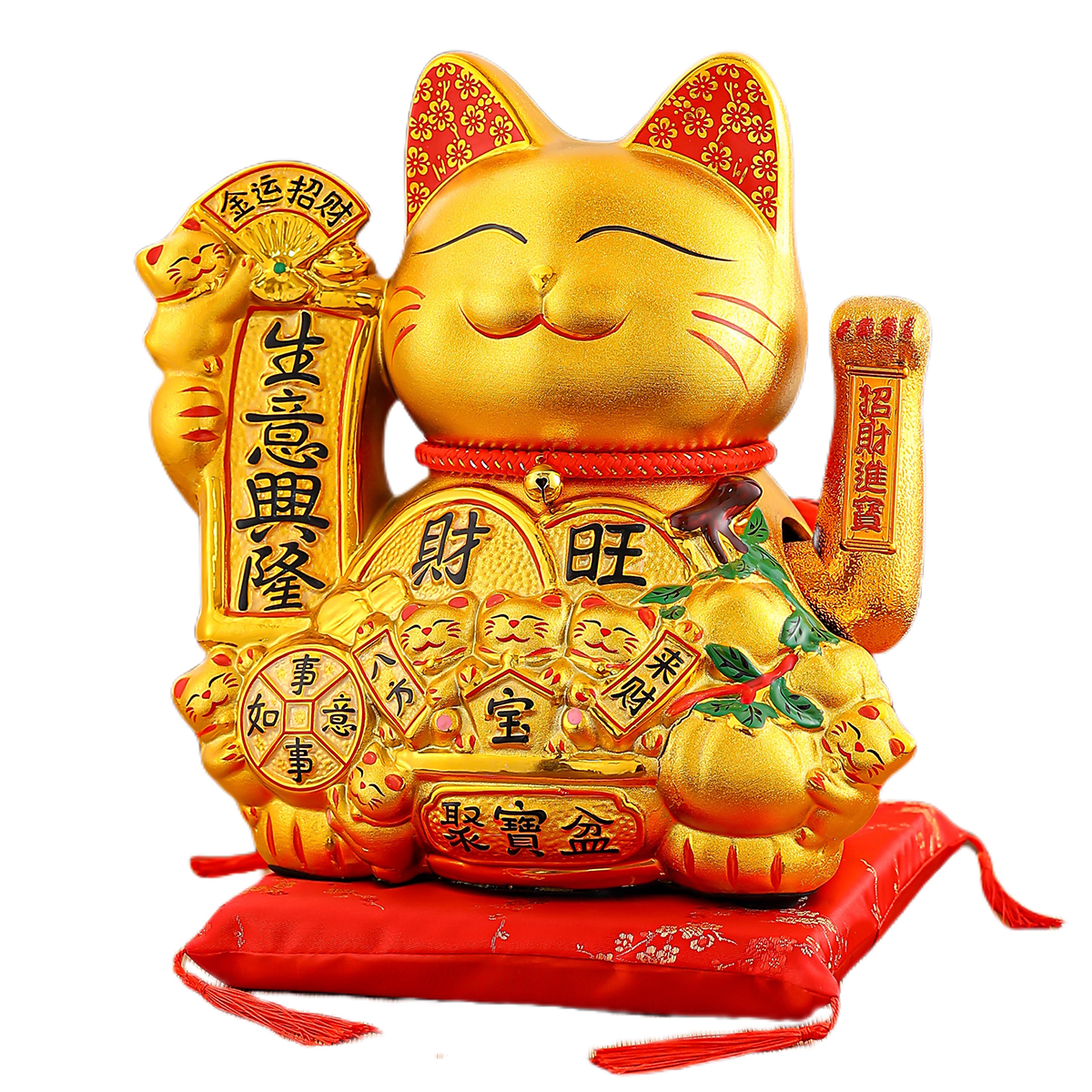 Handcrafted Ceramic cat Statue with Lifelike Movement & Gold Detailing for Home Decor Handmade Painting Gold plating process