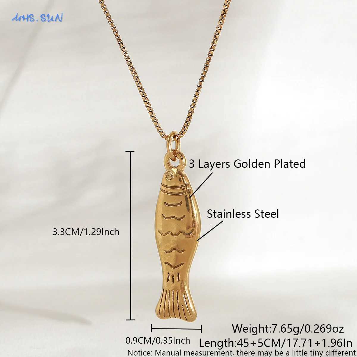 100% Authentic Trendy Stainless Steel Gold Plated Small Fish Pendant Necklaces For Women Men Waterproof Summer Beach Party Jewelry W250718