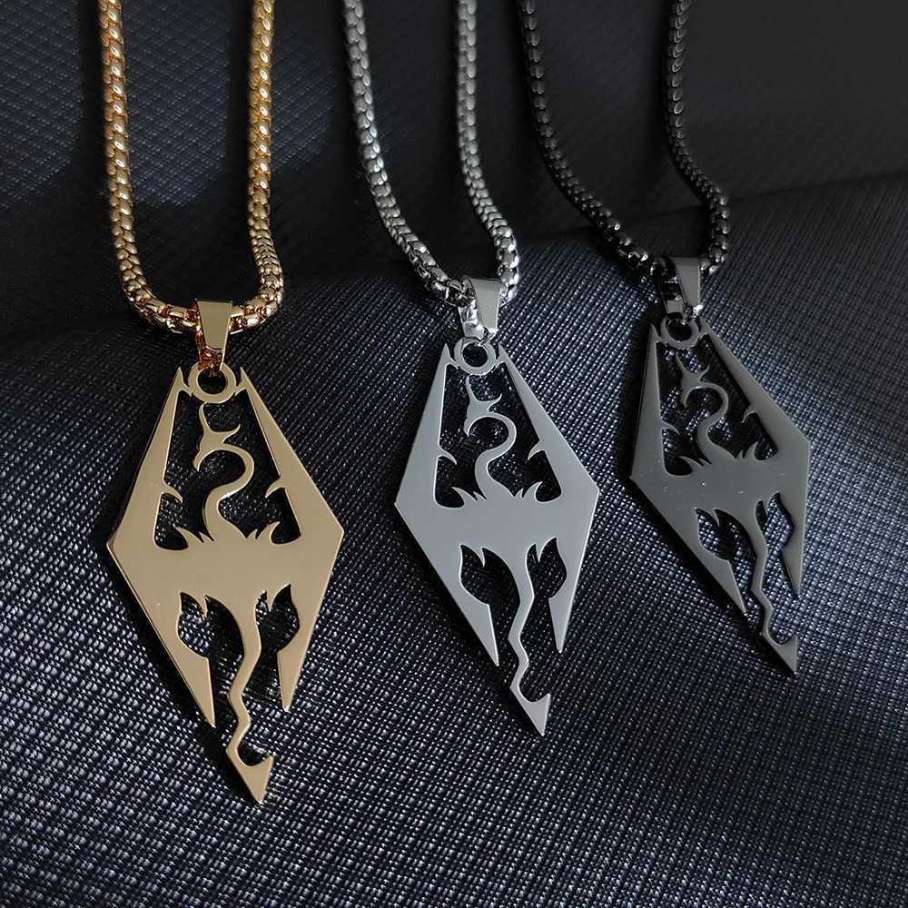 Gothic Witchcraft Dragon Pendants Satan Viking Wolf Owl Wizard Necklace Stainless Steel Goth Dragon Black Mens Necklace Jewelry W250718