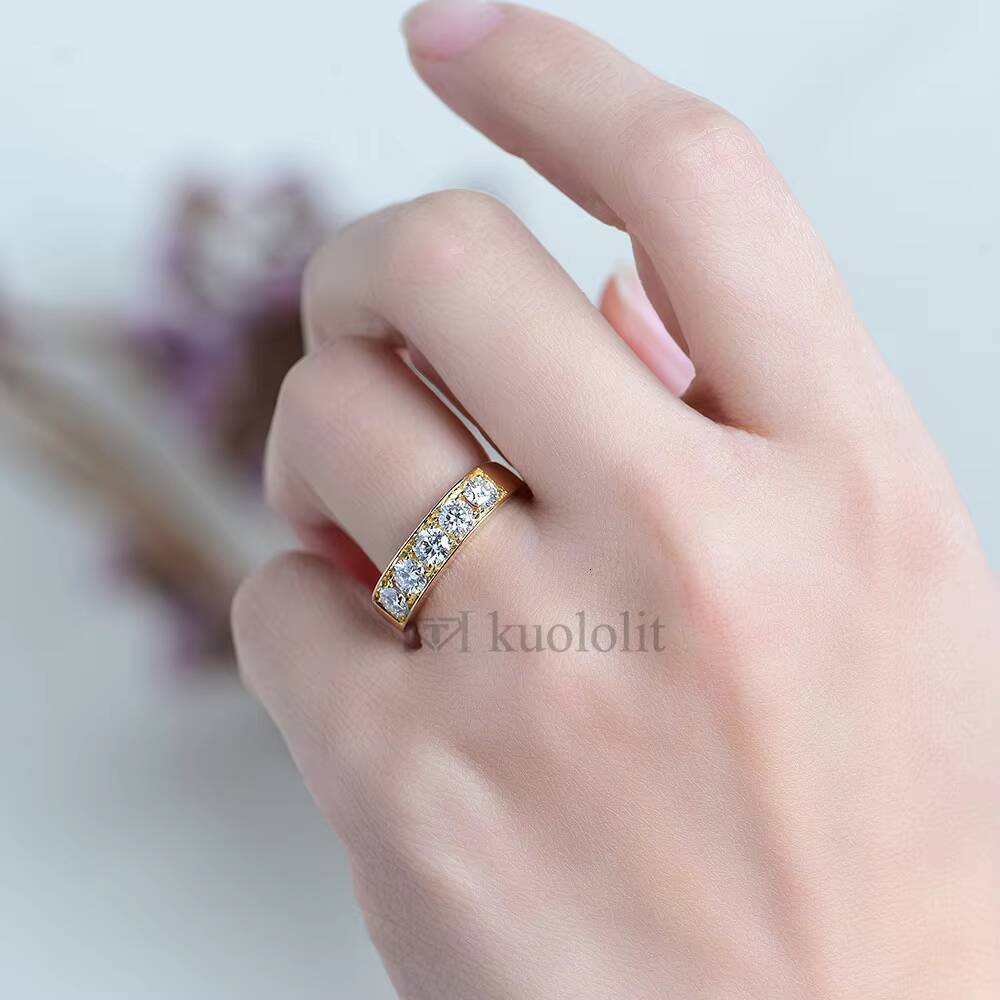 Natural Moissanite 18K 14K 10K Yellow Gold Rings for Women Solitaire Jewelry for Wedding Engagement Round Cut Moissanite