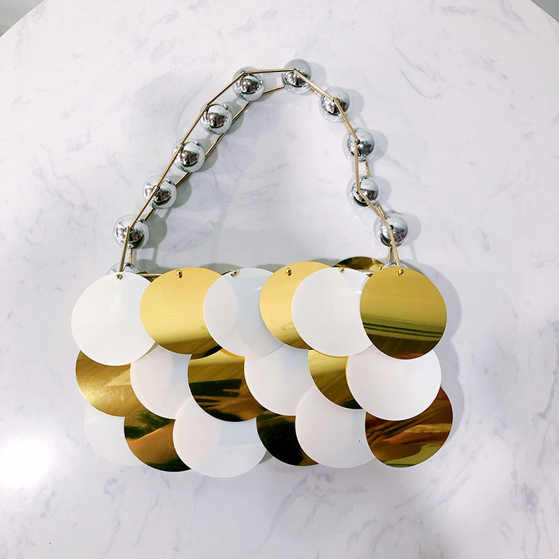 2025 New Designer bags for Women Beaded Round Platinum Sequins Handmade Beaded Handbag