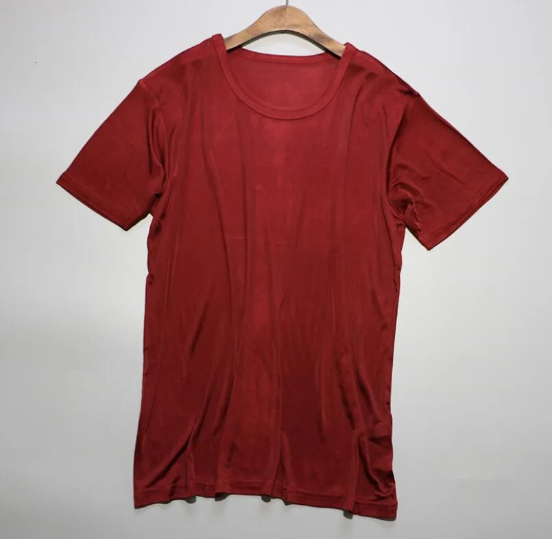 Mens Spring Summer Thin 100% Natural Silk T-shirt Male Elastic Casual Breathable Summer Silk Shirt Tops TB1167 250715