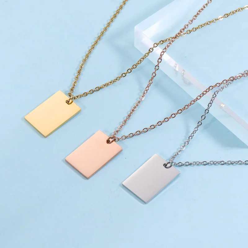 10Pcs 22*15mm Rectangular Pendant Necklace Stainless Steel Cab Chain Necklace For DIY Custom Name Wens Jewelry W250718