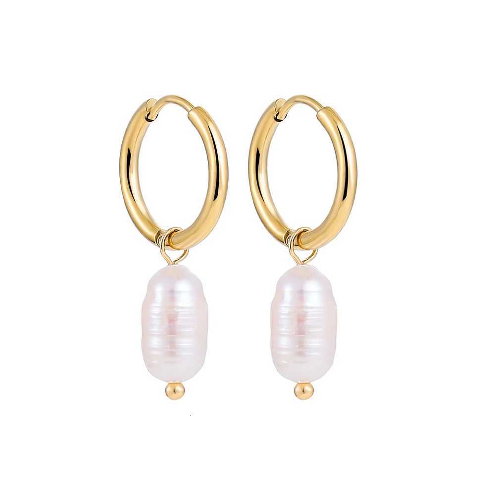 Minimalist Eardrop Pearl Small Hoop Earrings for Women Gold Color Stainless Steel Circle Huggies Hoops Ear Buckle Jewelry 2022XJ250718