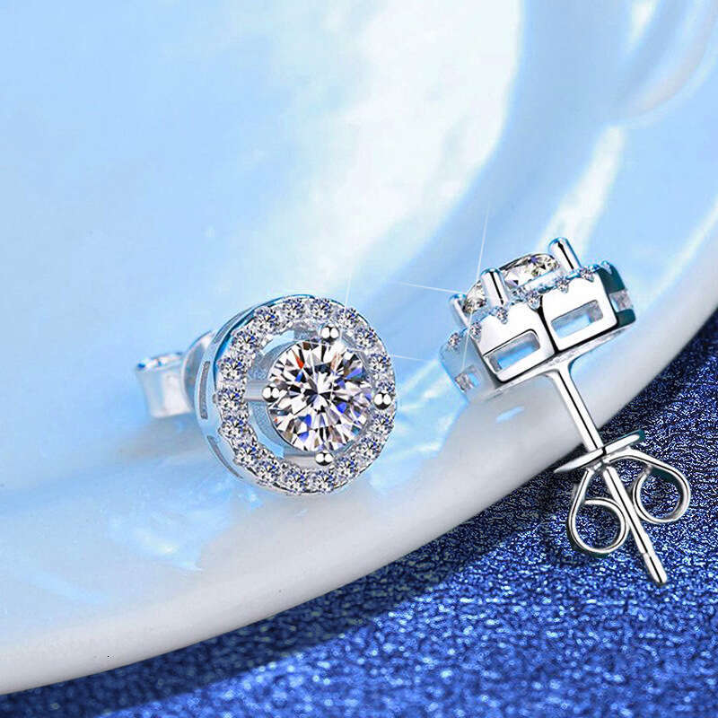S Sier for Women Classic Simple Round Moissanite Earrings Exquisite Craftsmanship Quality 015