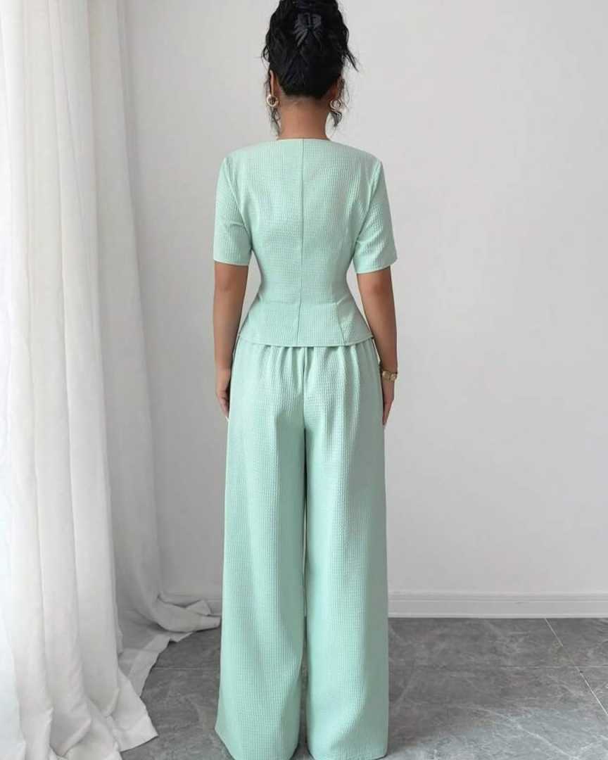 Slim Fit Mint Green Women Pants Suits Customized Summer Short Sleeve Ladies Prom Evening Guest Wear Birthday Party Outfits 2 Pieces