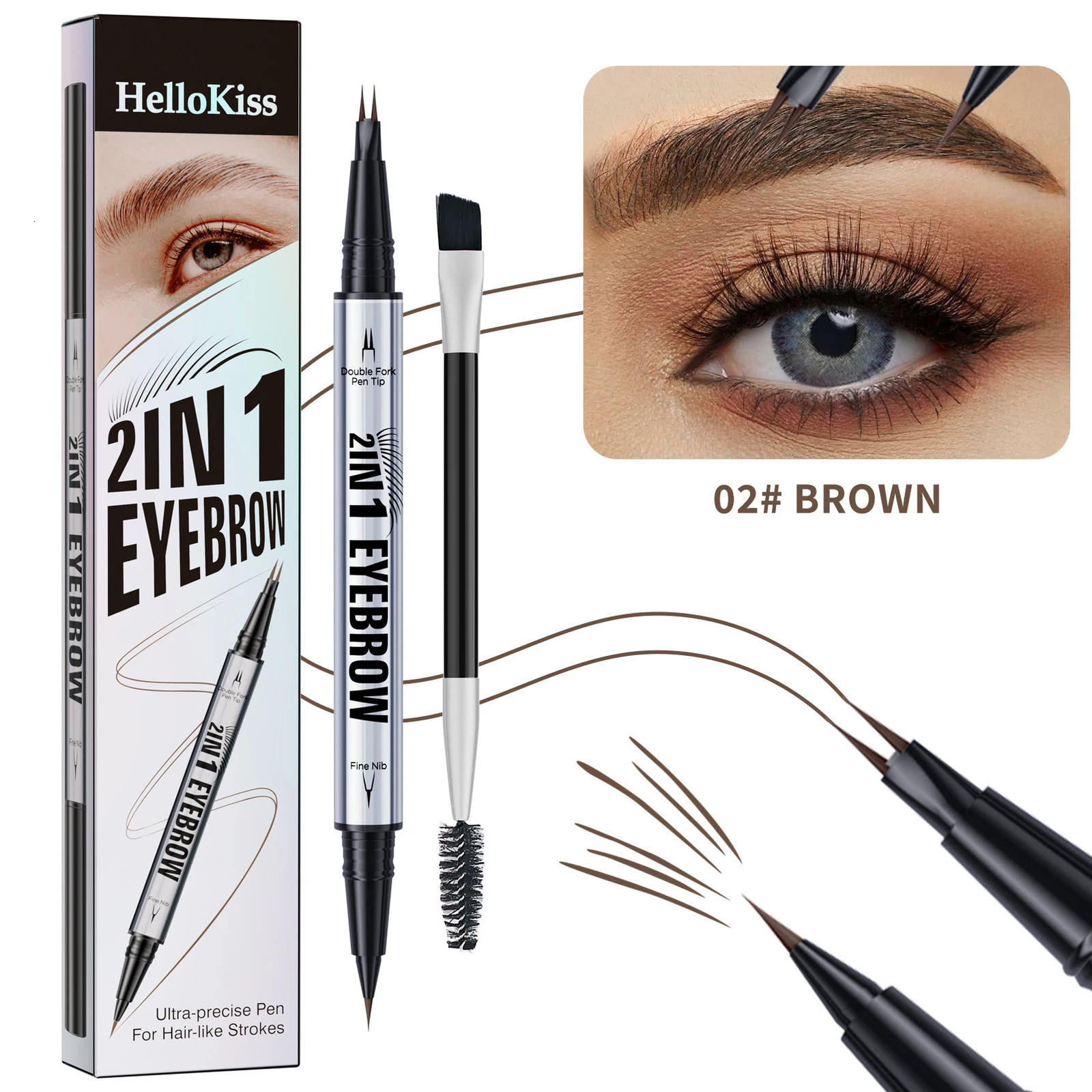 Two-pronged Eyebrow Pencil Waterproof Two-in-one Liquid Eyebrow Pencil Curved Eyebrow Pen With Fork And Precise Brush Tip Makeup 250712