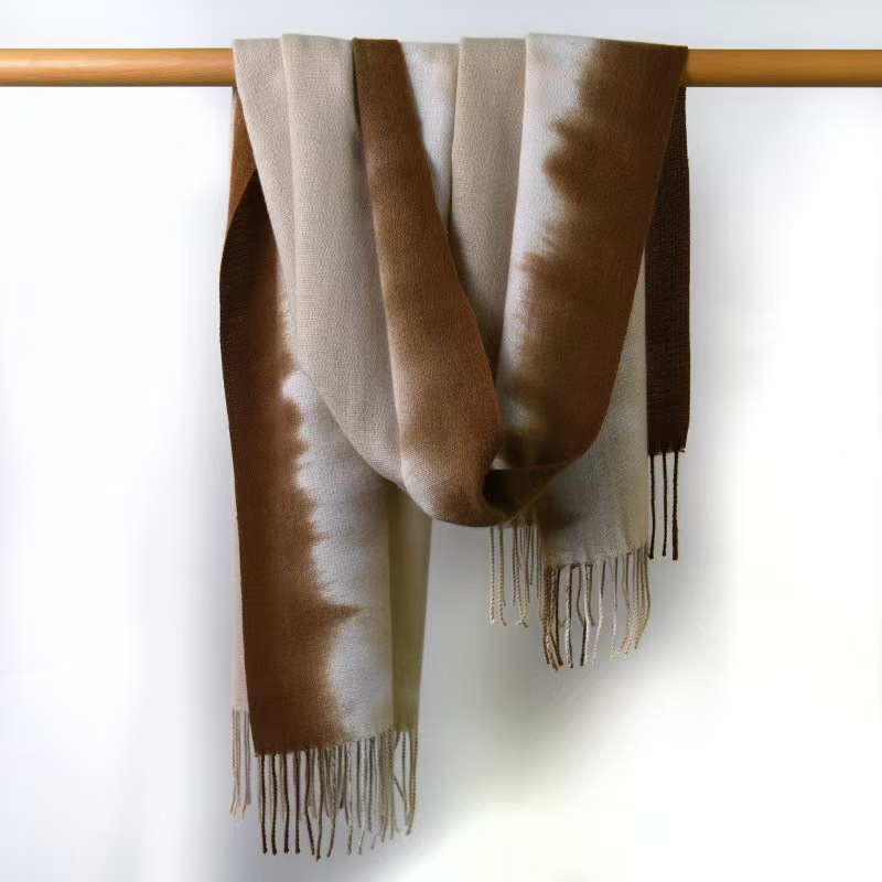T1252 Winter new tie-dye gradient scarf Korean warm women's shawl versatile neck cashmere print scarf