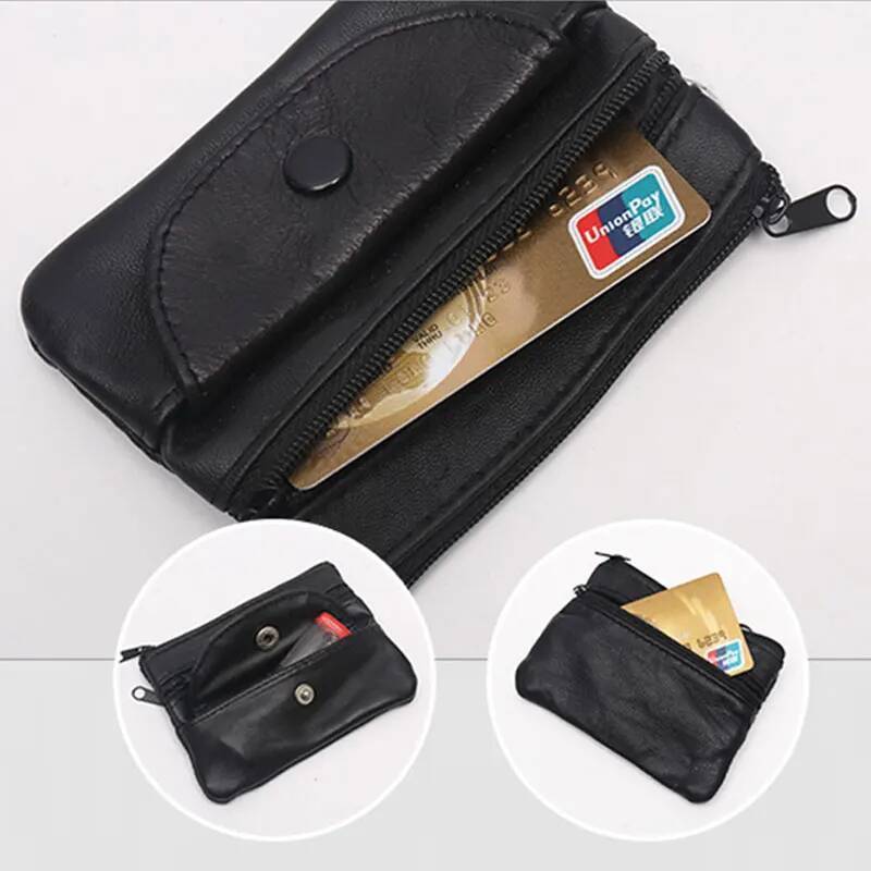 New Genuine Leather Zipper Coin Purse Men Women Clutches Wallet Change Bags Key Business Credit Card Holder Cash Pocket