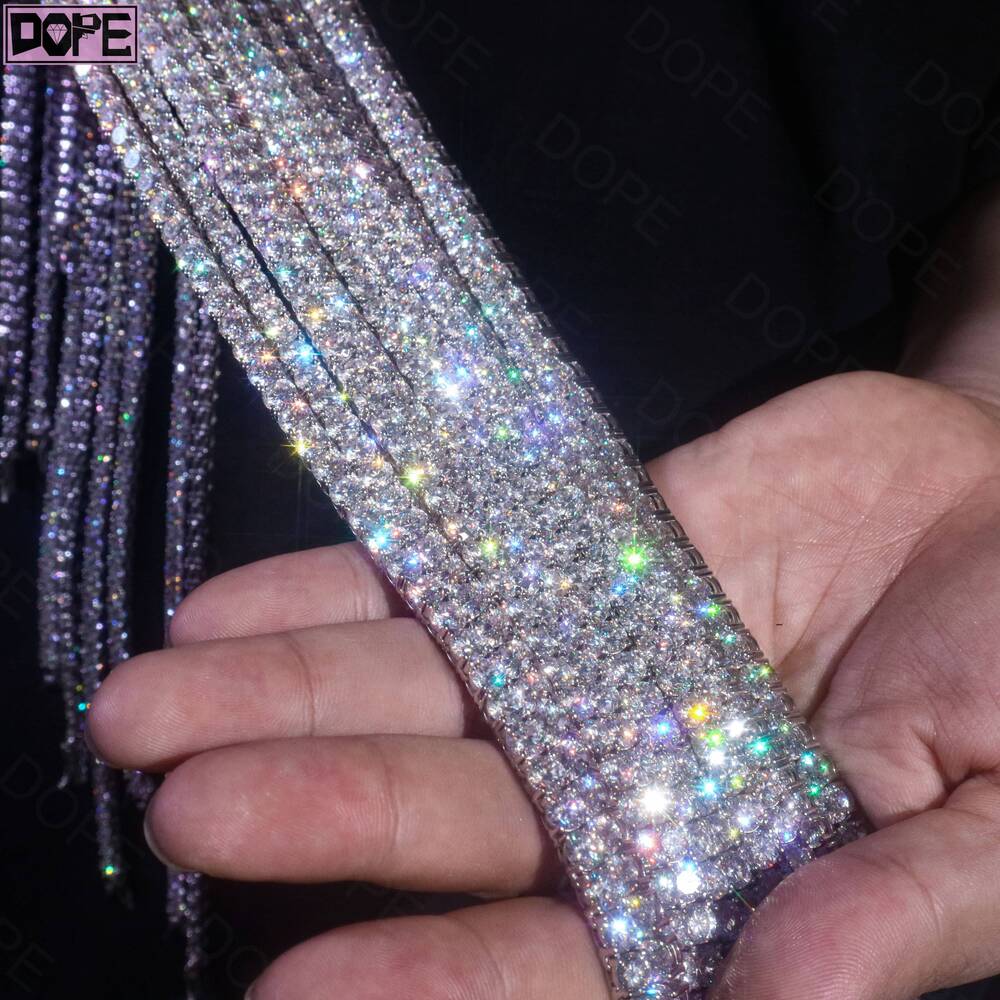 5mm Moissanite Chain 925 Silver Iced Tennis Necklace GRA Certified VVS Diamond Moissanite Tennis Chain