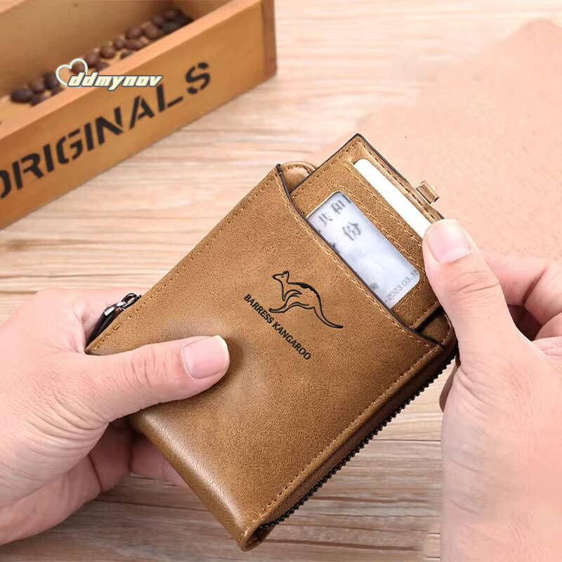 Leather Wallet for Men Fashion Cardholder Luxury Designer Purse with Zipper Card Holder Short Money Bag Man Gift Mens ddmynov