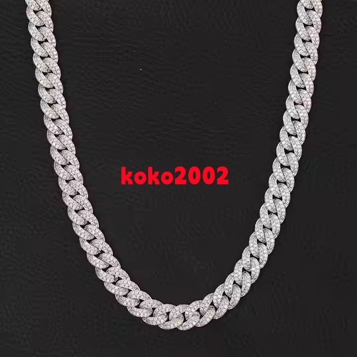 925 Sterling Silver Iced Hip Hop Necklace Luxury Trendy Moissanite Diamond Cuban Chain for Men Women IGI Certified Gold