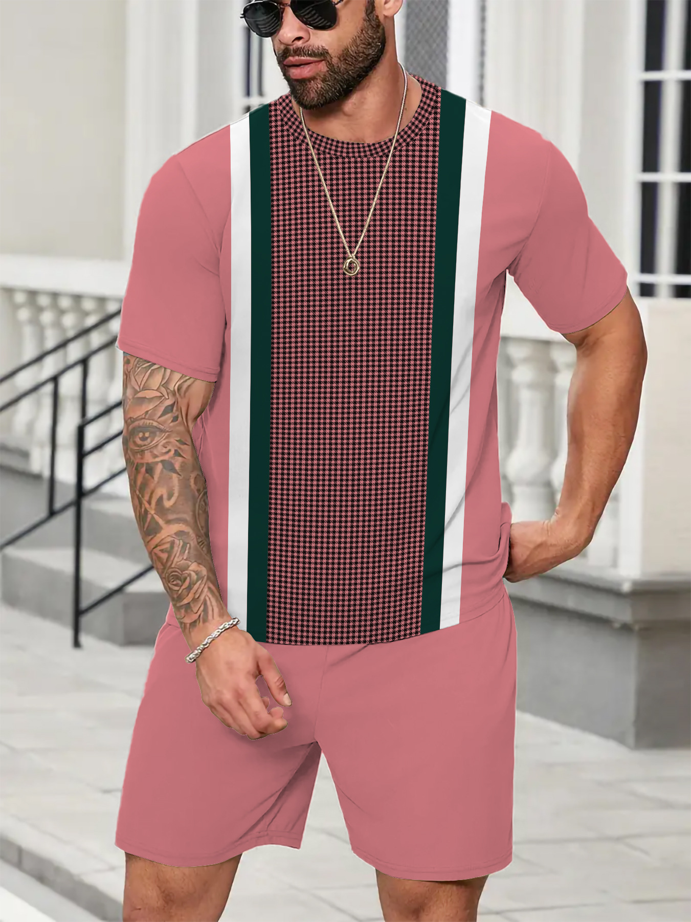 Designer tracksuit man set men sportswear fitness print loose short sleeve shorts 2 in 1 outdoor casual daily wear tracksuits vintage