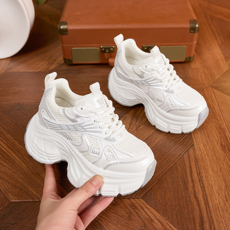 Dad Shoes Women 2025 Spring/Summer New Style Fashion Mesh Shoes Casual Sports Shoes Versatile Thick Bottom High-Heel Women's Shoes