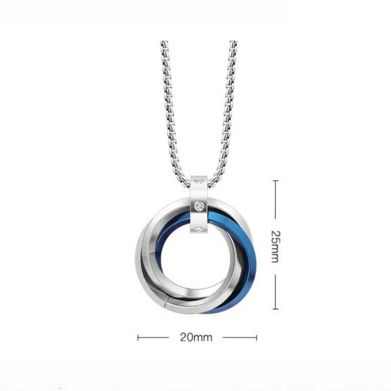 Stylish Three Ring Necklace for Men Boys Interlocking Titanium Steel Necklace Gift for Husband Father Son BBF W250718