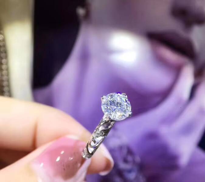 American Factory Wholesale D Color Moissanite Double Ring Platinum Wedding Proposal Diamond-Like Appeal for Women